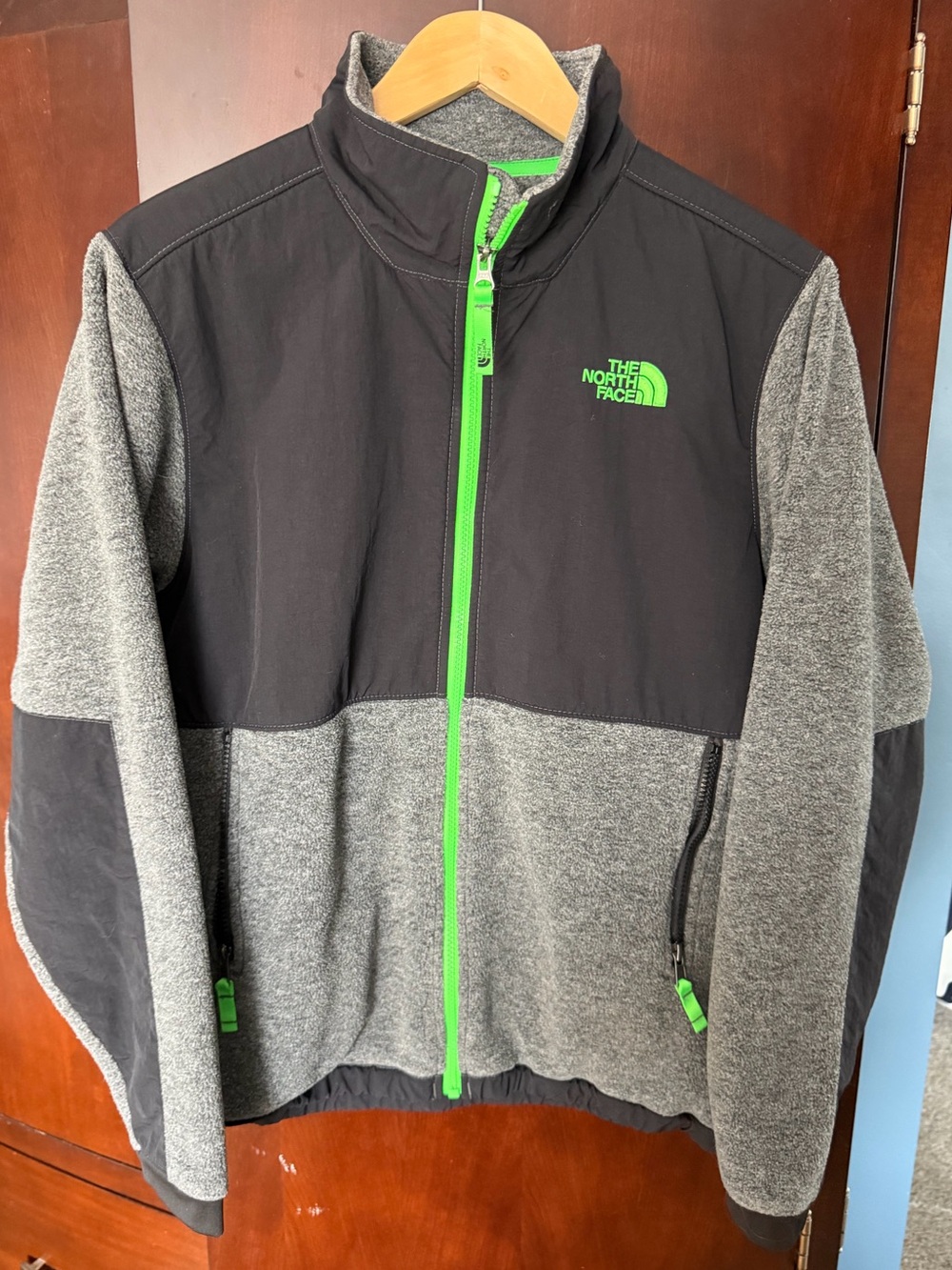 The North Face Kids' Grey & Neon Green Fleece Jacket